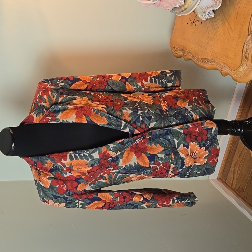 Vintage 90s Dark tropical floral blazer